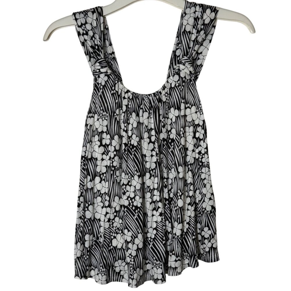 Anthropologie Vanessa Virginia Black Ivory Floral Tank Top XS Petite NWT